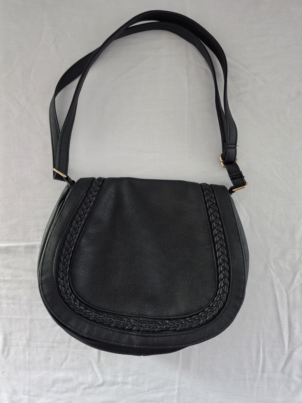 Rampage Black Women's Saddle Bag - Classic Braided Detail
